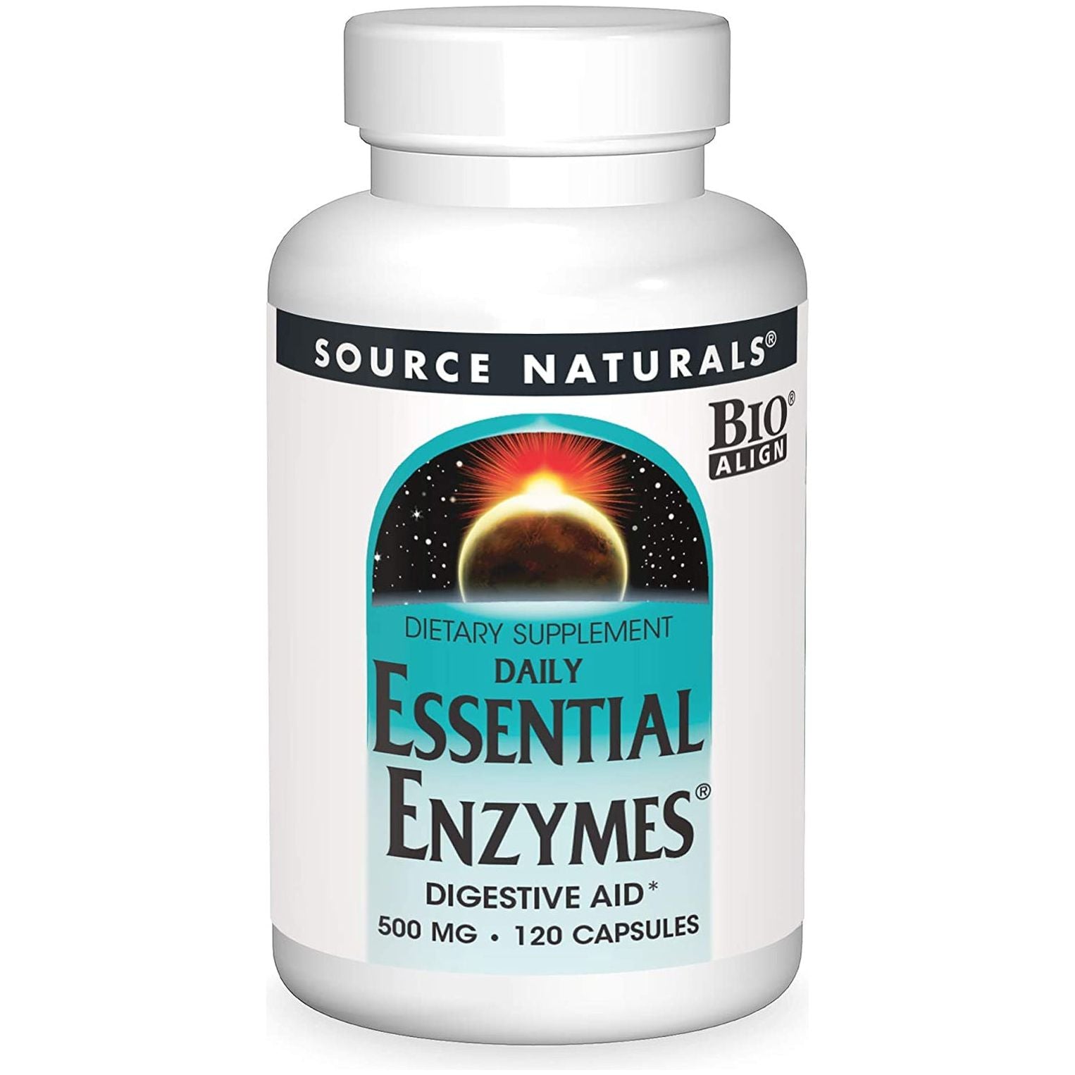 Source Naturals Essential Enzymes 500Mg Bio-Aligned Herbal Defense for Digestion, Gas & Constipation Relief 120 Capsules