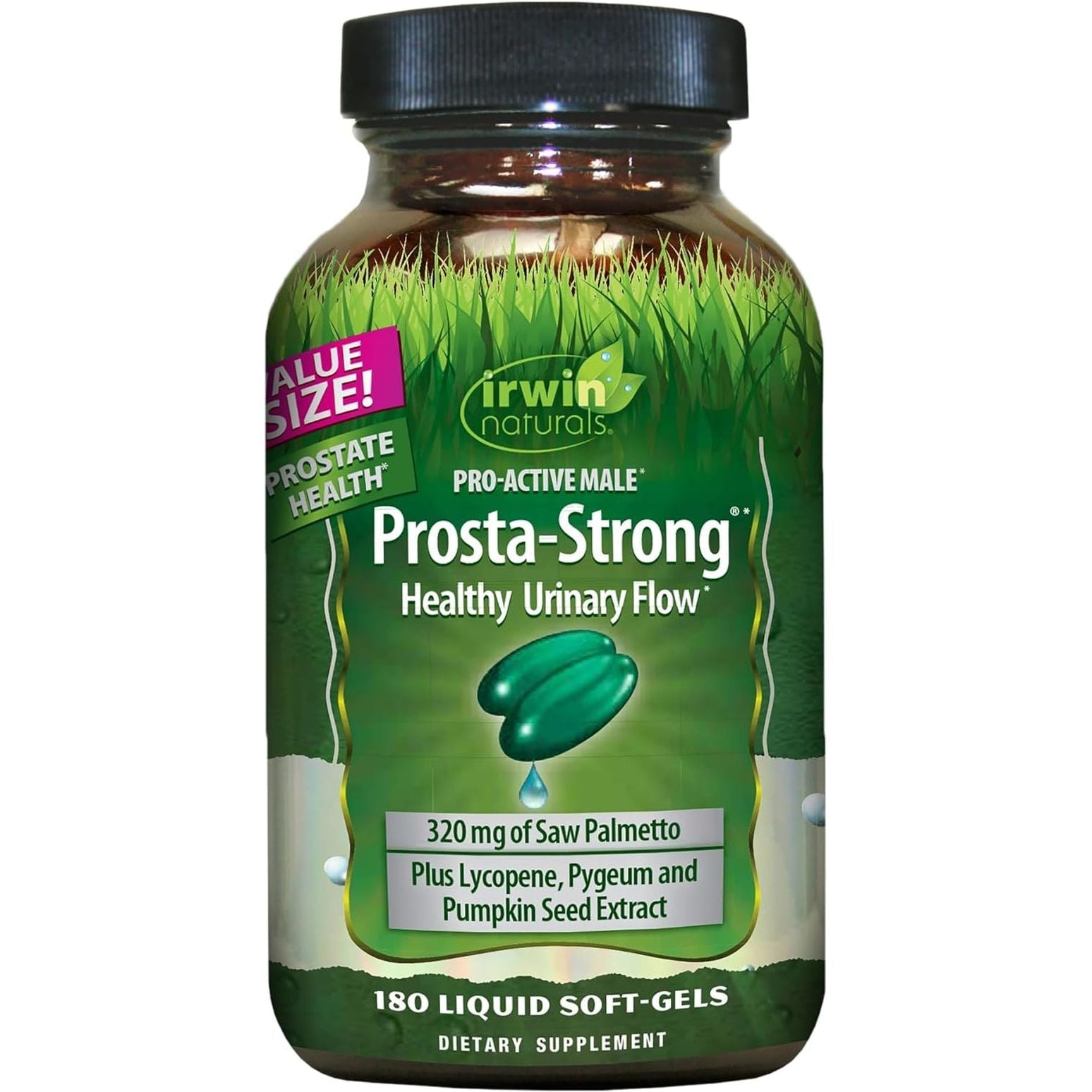 Irwin Naturals Prosta-Strong - Prostate Health Support with Saw Palmetto, Lycopene, Pumpkin Seed & More - 180 Liquid Softgels