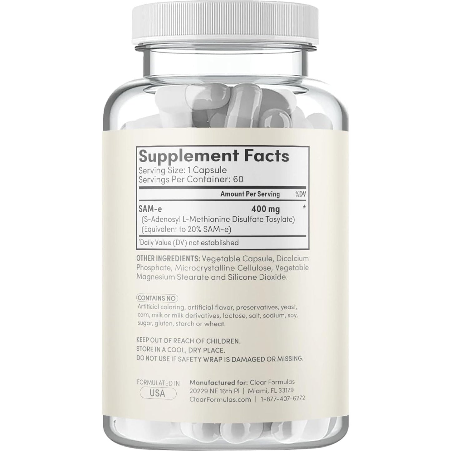 Bioactive Sam-E 400Mg for Joint Liver and Mood Support - Made in the US (60 Servings)