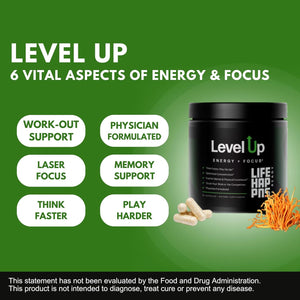 Life Happns Level up Energy and Focus Supplement 90 Capsules