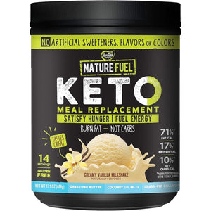 Nature Fuel Keto Meal Replacement Powder - Creamy Vanilla Milkshake - 14 Servings - 17.1 Fl Oz