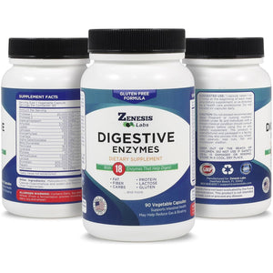 Zenesis Labs Digestive Enzymes - with Amylase, Bromelain, Protease, Lipase, & 14 Other Enzymes - 90 Capsules
