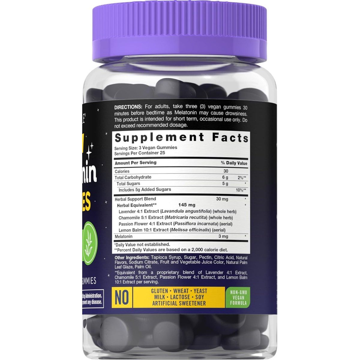 Carlyle Melatonin 3Mg Gummies - with Chamomile and Lavender Extract 75 Count - Suppviv