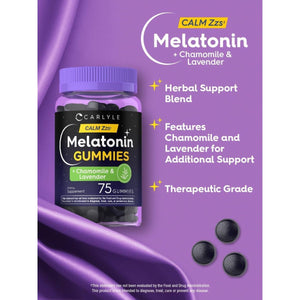 Carlyle Melatonin 3Mg Gummies - with Chamomile and Lavender Extract 75 Count - Suppviv