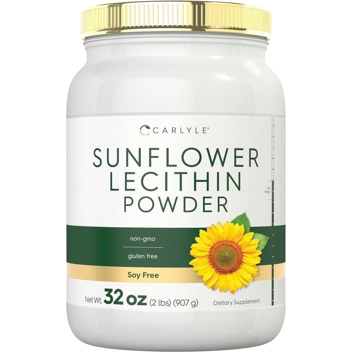 Carlyle Sunflower Lecithin Powder | 2 Pounds | Unflavored | Naturally Occurring Phosphatidylcholine - Suppviv