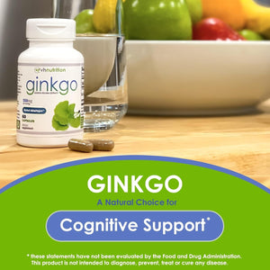 VH Nutrition Ginkgo BILOBA | 550Mg Standardized Extract Supplements | Cognitive and Memory Support* | 60 Capsules