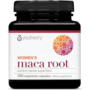 Youtheory Women'S Maca Root - Vegan Energy & Menopause Support Supplement with Peruvian Ginseng - 120 Vegetarian Capsules