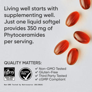 Phytoceramides 350Mg per Softgel - Plant Derived Ceramides for Healthy Skin and Hydration - 30 Liquid Softgels