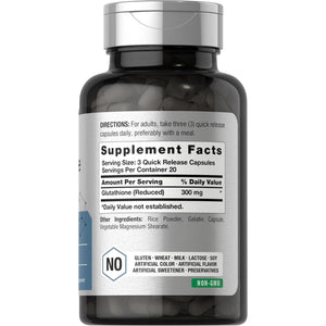 Horbaach Glutathione Supplement | 300Mg | 60 Capsules | Non-Gmo & Gluten Free | Reduced Form