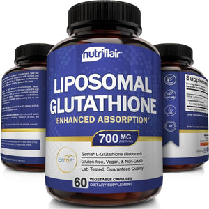 Nutriflair Liposomal Glutathione Supplement Setria® 700Mg - Pure Reduced, Stable Form L-Glutathione Reductase (GSH) 60 Capsules