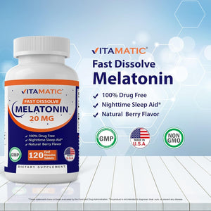Vitamatic Melatonin 20Mg - Natural Berry Flavor 120 Tablets