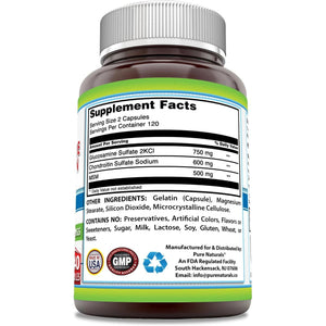 Pure Naturals Glucosamine Chondroitin + MSM Supplement | 1850 Mg | 240 Capsules