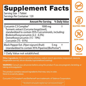 Doctor'S Best Curcumin from Turmeric Root with C3 Complex & Bioperine for Joint Support 1000 Mg, 120 Tablets