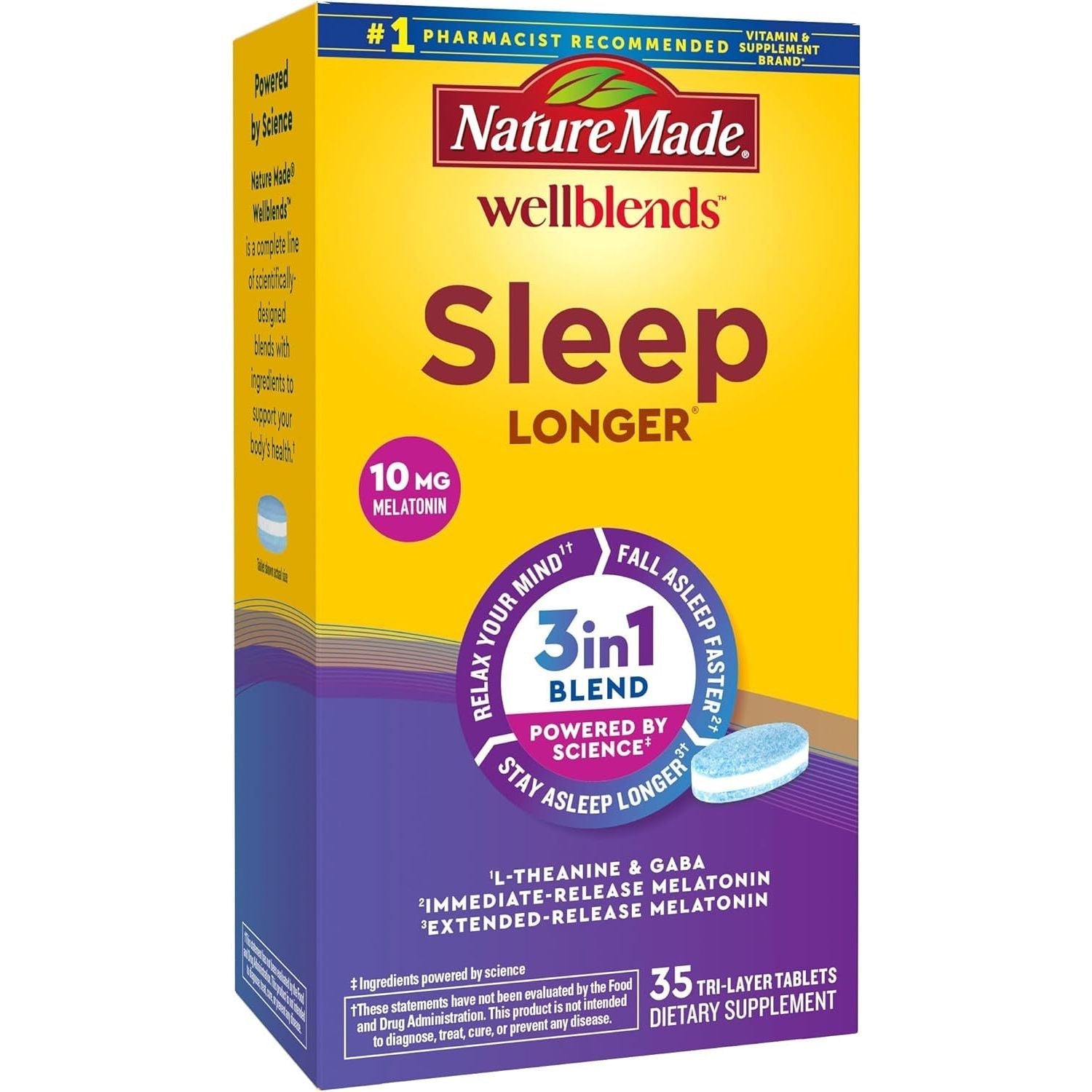 Nature Made Wellblends Sleep Longer Supplement, 35 Tri-Layer Tablets