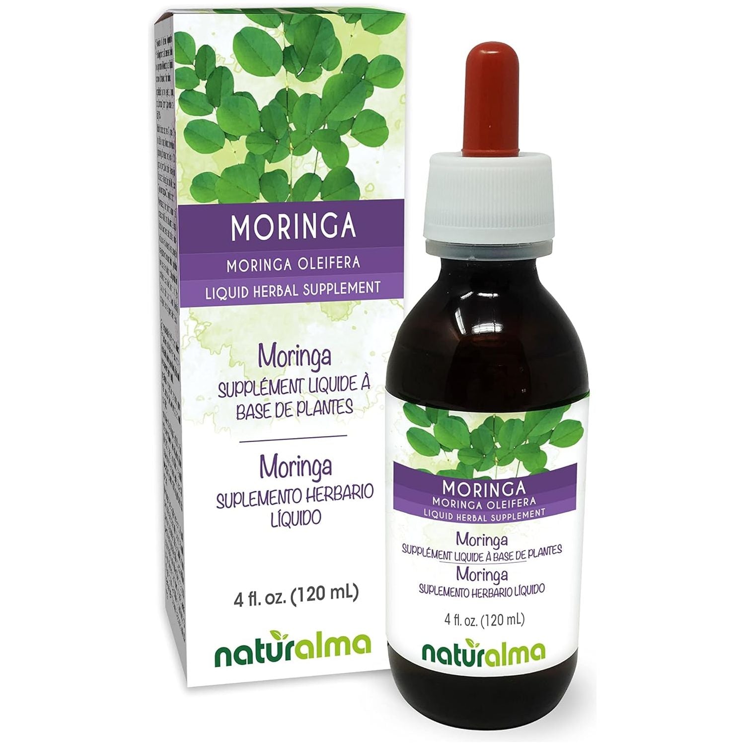 Naturalma Moringa Leaf Alcohol-Free Tincture - 4 Fl Oz Liquid Extract in Drops