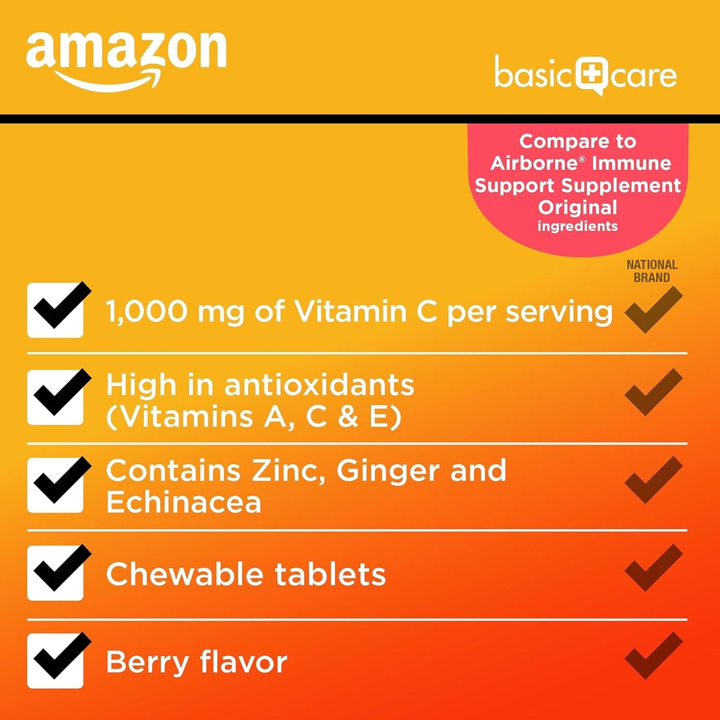 Amazon Basic Care Immune Support Berry Chew Tablets, 116 Count