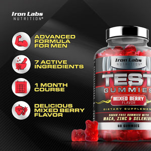Iron Labs Nutrition Testo Gummies for Men (60 Gummies) - Mixed Berry Flavor