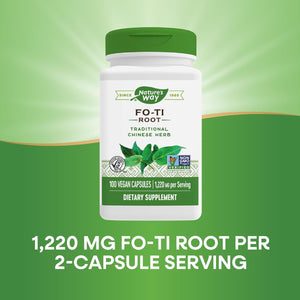 Nature'S Way Fo-Ti Root, Traditional Chinese Herb, 1,220 Mg per Serving, 100 Vegan Capsules
