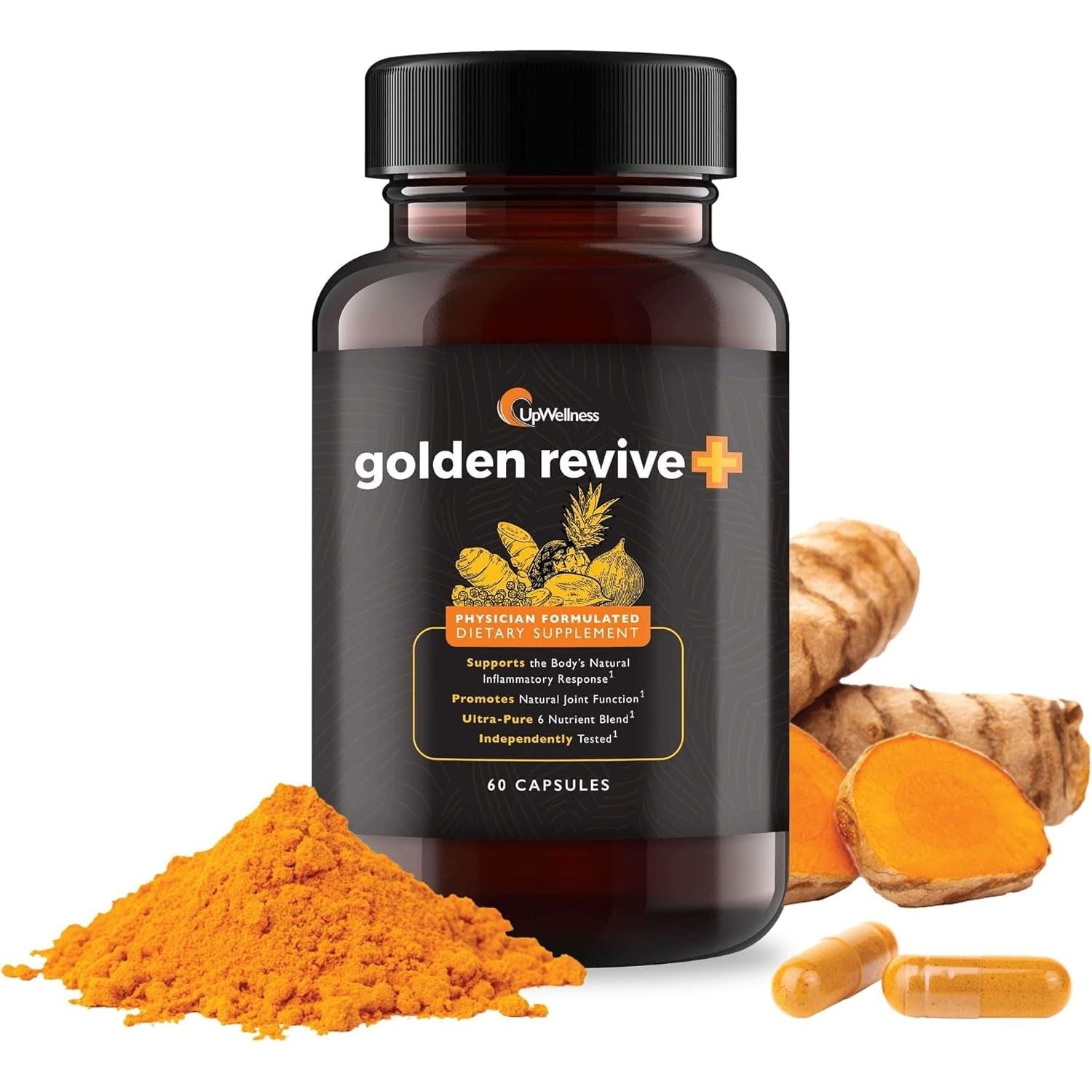 Golden Revive + Joint Support Supplement Featuring Turmeric with Black Pepper, Quercetin, and Magnesium - 60 Capsules