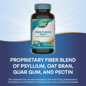 Nature'S Way Fiber Fusion Daily, with Psyllium Husk, Oat Bran, Guar Gum, Pectin, Digestive Health Support* 150 Capsules