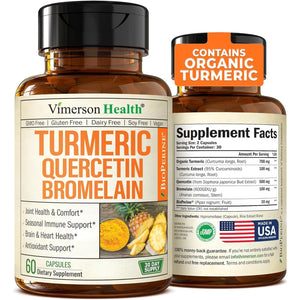 Quercetin with Bromelain Turmeric Supplement for Joint Supplements. 60 Tumeric Capsules