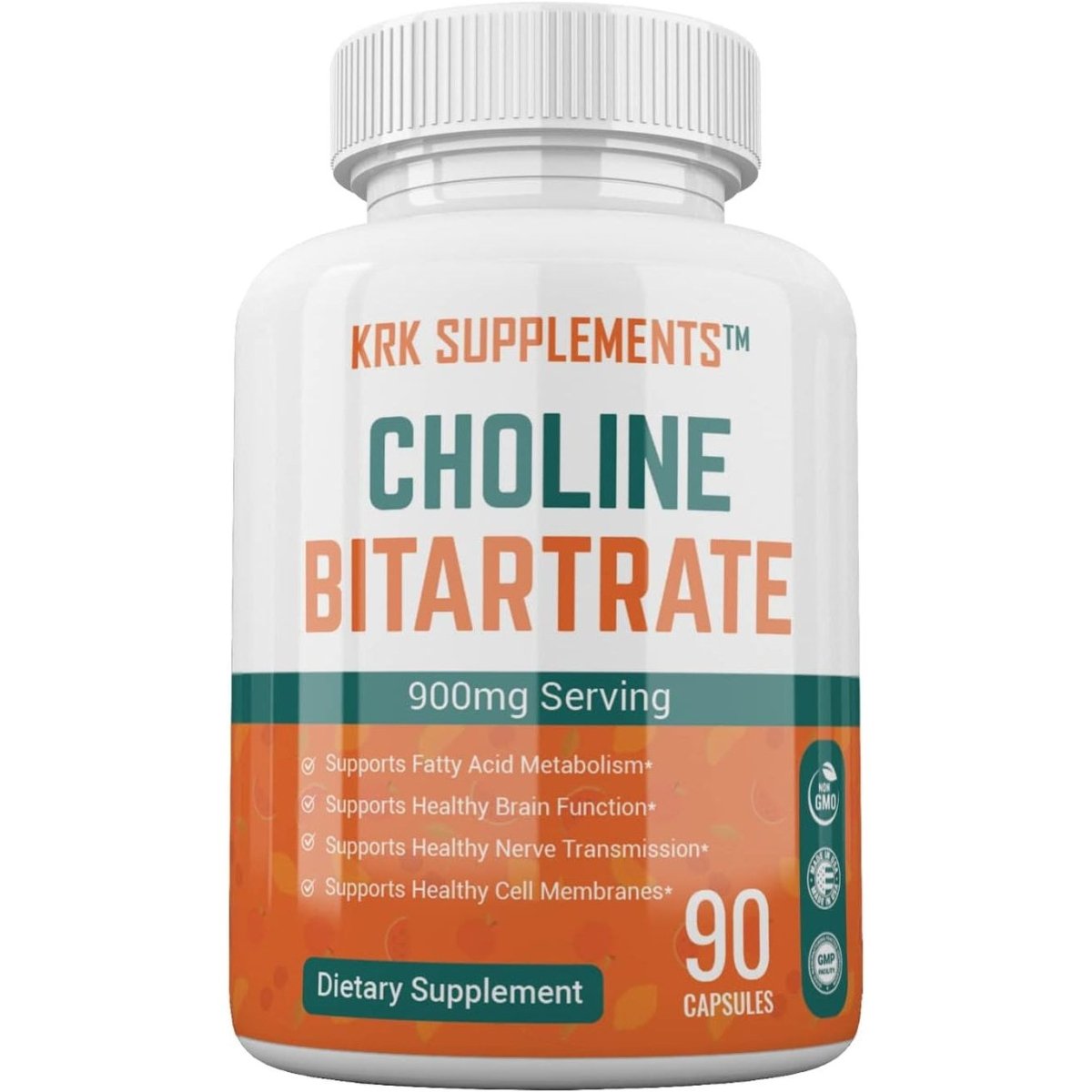 Choline Bitartrate 900Mg per Serving 90 Capsules KRK SUPPLEMENTS - Suppviv