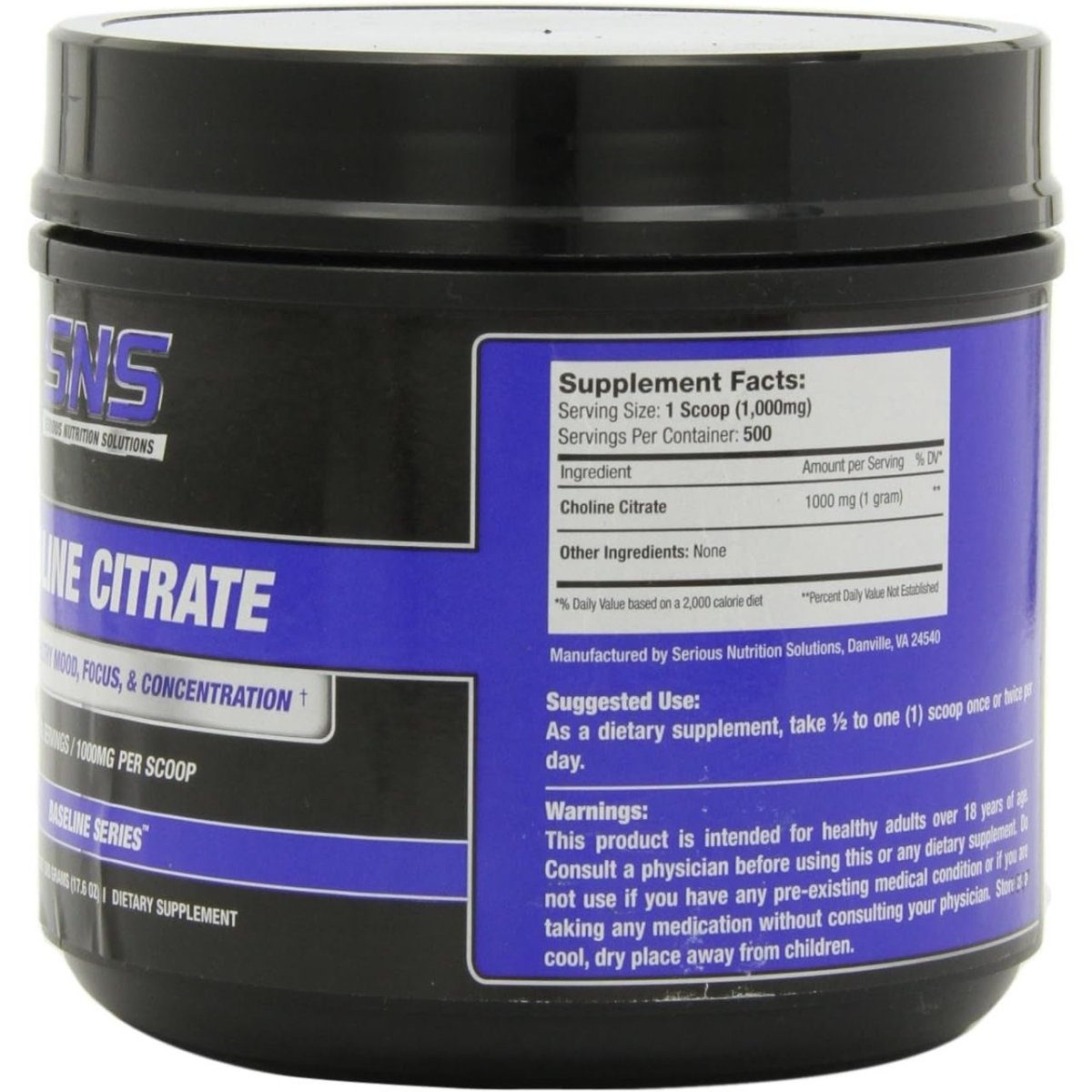 Choline Citrate Powder, 500 Grams - Suppviv