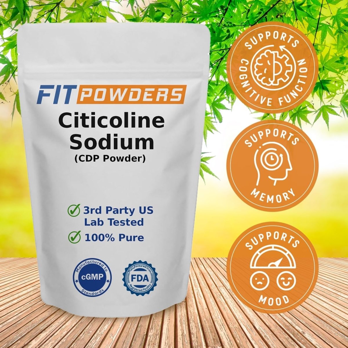 Citicoline Powder, CDP Choline Powder 100% Pure with Scoop, Non - Gmo, Cognitive Supplement for Memory and Learning (100 Grams) - Suppviv