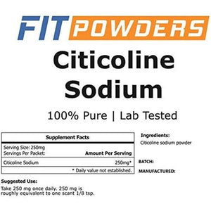 Citicoline Powder, CDP Choline Powder 100% Pure with Scoop, Non-Gmo, Cognitive Supplement for Memory and Learning (100 Grams).