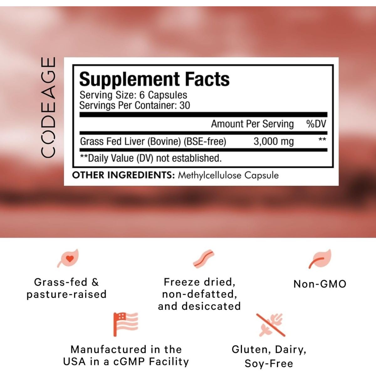 Codeage Grass Fed Beef Liver Supplement Superfood (180 Capsules) - Suppviv