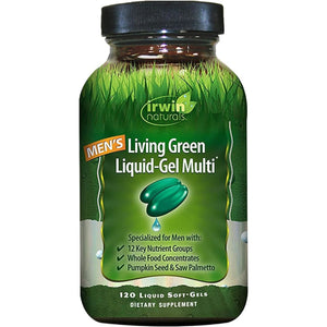Irwin Naturals Men'S Living Green Liquid-Gel Multi - 70 Essential Nutrients - Targeted Adrenal & Brain Support - 120 Liquid Softgels