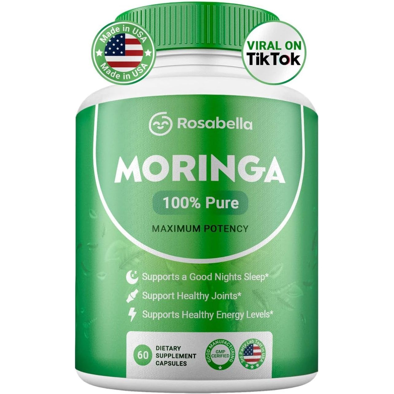 Moringa Powder Capsules - Pure Nutrient-Rich Moringa Powder a Natural Green Antioxidant Superfood