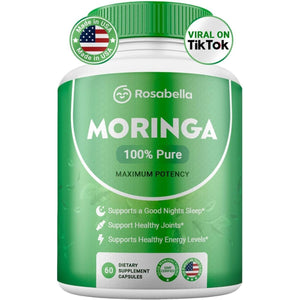 Moringa Powder Capsules - Pure Nutrient-Rich Moringa Powder a Natural Green Antioxidant Superfood