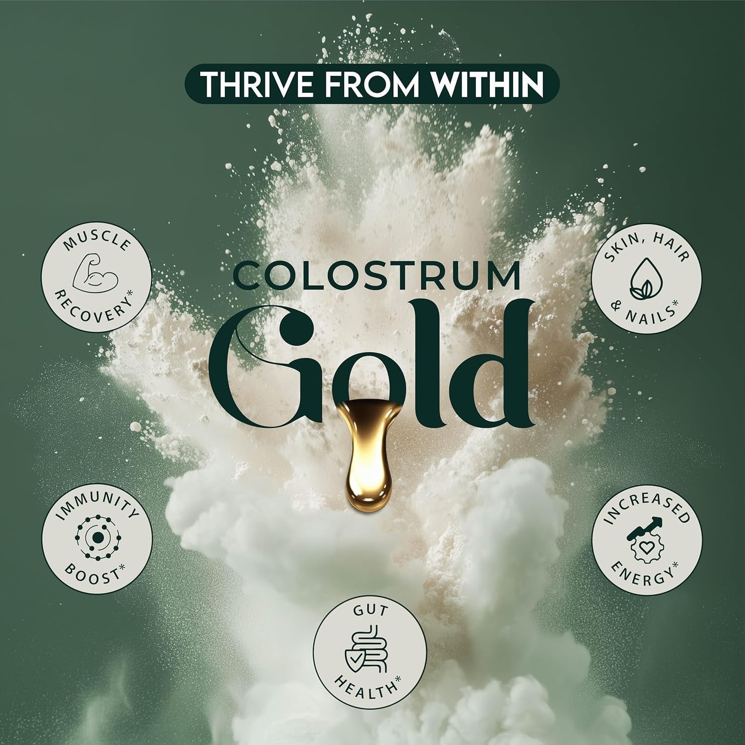 Colostrum Gold - Premium Grass-Fed Bovine Colostrum Powder Supplement for Immunity, Gut Health, Muscle & Wellness 60 Servings