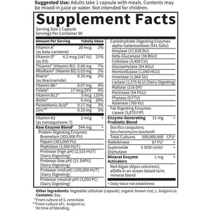 Garden of Life 22 Digestive Enzymes for Women Non-Gmo, Gluten-Free, Vegetarian, 90 Capsules