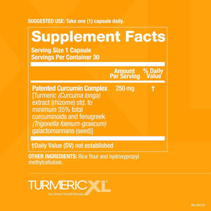 Turmericxl Natural Joint Support & Healthy Inflammatory Response Supplement 30 Veggie Capsules