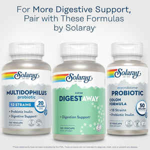 SOLARAY Super Digestaway Digestive Enzymes - Digestion & Nutrient Absorption Support - Lab Verified - 180 Vegcaps