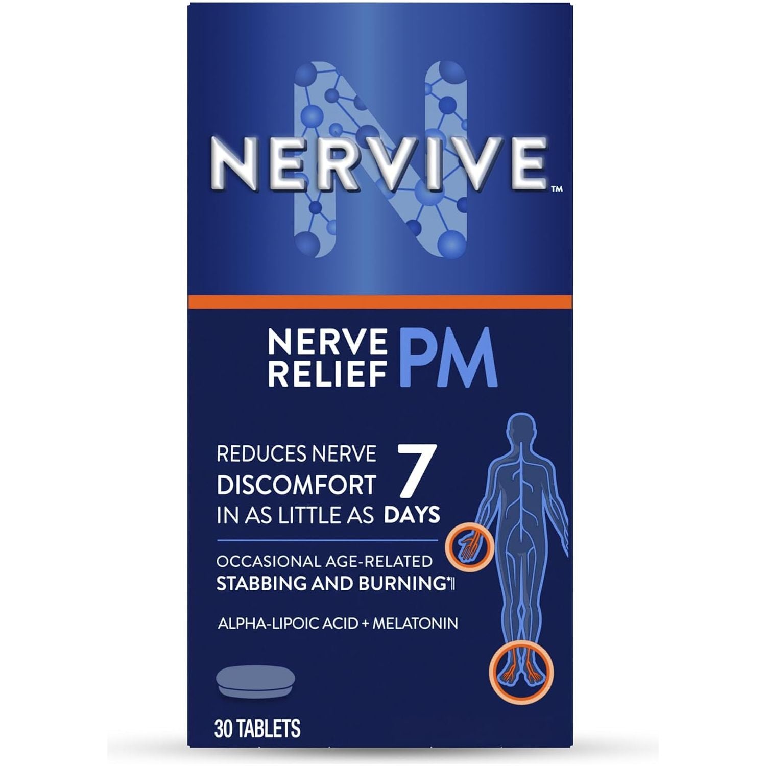 Nervive Nerve Relief PM Alpha Lipoic Acid, Vitamin B12, B6, B1, 30 Tablets