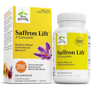 Terry Naturally Saffron Lift + Curcumin - Concentration & Relaxation Support Supplement - 60 Capsules