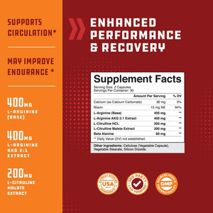 Nitric Oxide Booster Complex with L-Arginine & L-Citrulline – Amplifier for Increased Endurance