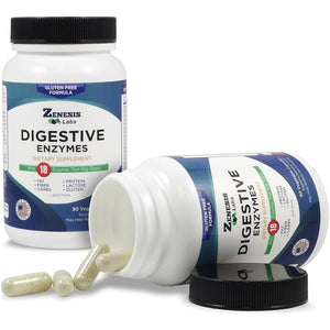 Zenesis Labs Digestive Enzymes - with Amylase, Bromelain, Protease, Lipase, & 14 Other Enzymes - 90 Capsules
