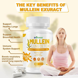 Mullein Leaf Extract 1530 MG, 15-In-1 Lung Cleanse - 60 Capsules