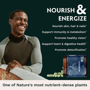TRIBE ORGANICS 1800Mg Organic Moringa Oleifera Powder for Energy | Joints | Brain Function - 120 Vegan Capsules