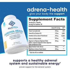 Nuethix Formulations Adrena-Health, Support Cortisol Health, Energy Levels, Mood Moderation 120 Capsules