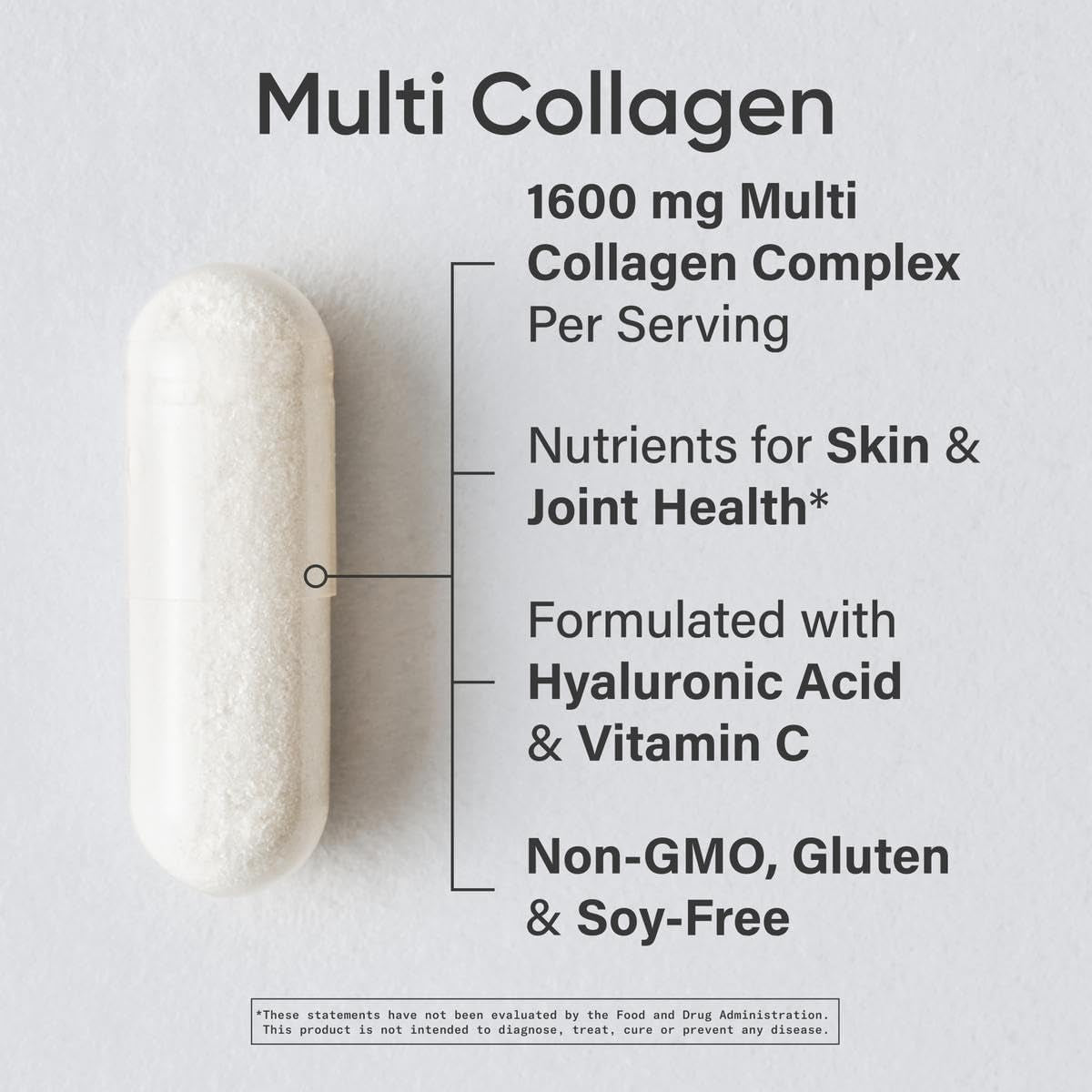 Sports Research Multi Collagen Pills (Type I, II, III, V, X) Hydrolyzed Collagen Peptides 90 Capsules