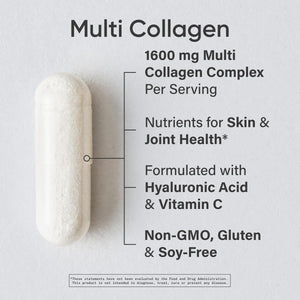 Sports Research Multi Collagen Pills (Type I, II, III, V, X) Hydrolyzed Collagen Peptides 90 Capsules