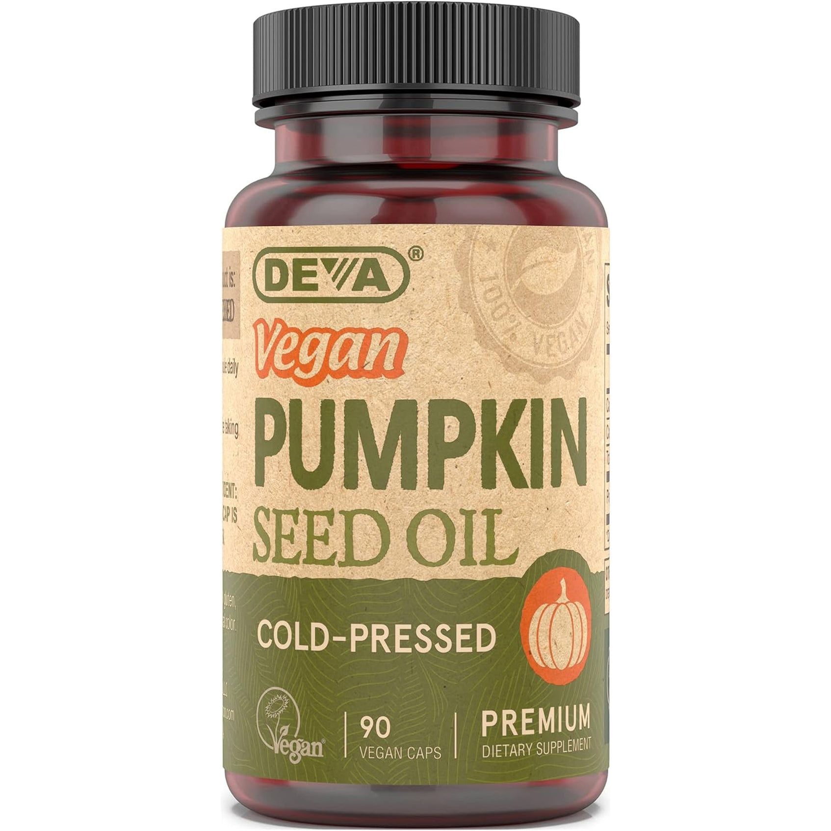 DEVA Nutrition Vegan Pumpkin Seed Oil 500 Mg, Cold-Pressed & Unrefined - 90 Capsules