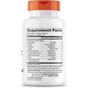 Doctor'S Best Proteolytic Enzymes, Digestion, Muscle, Joint, Non-Gmo, Gluten Free, Vegetarian, 90 Veggie Caps