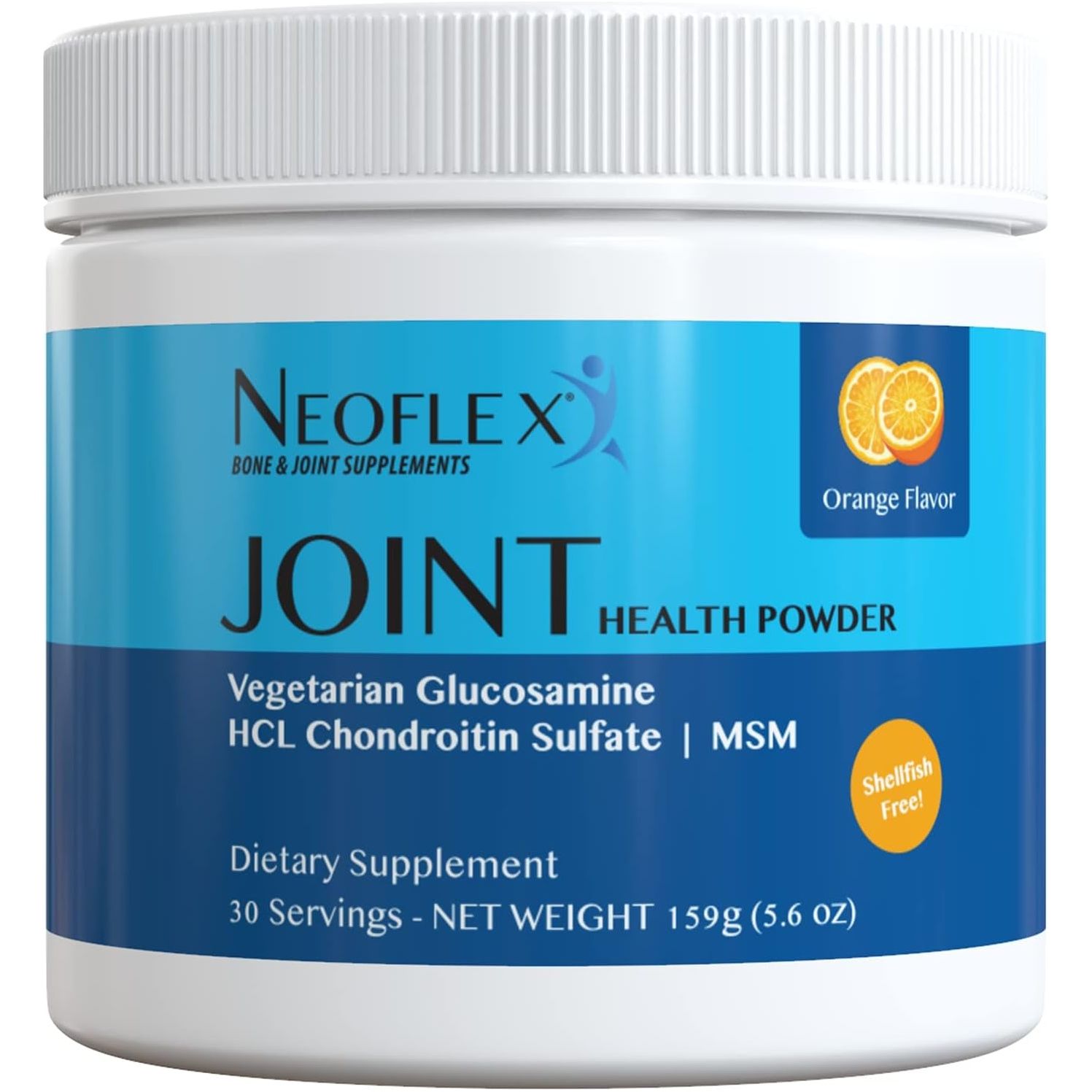 Neoflex Bone & Joint Health Powder Supplement, MSM, Glucosamine, & Chondroitin Triple Strength Formula, 30 Scoops, Canister