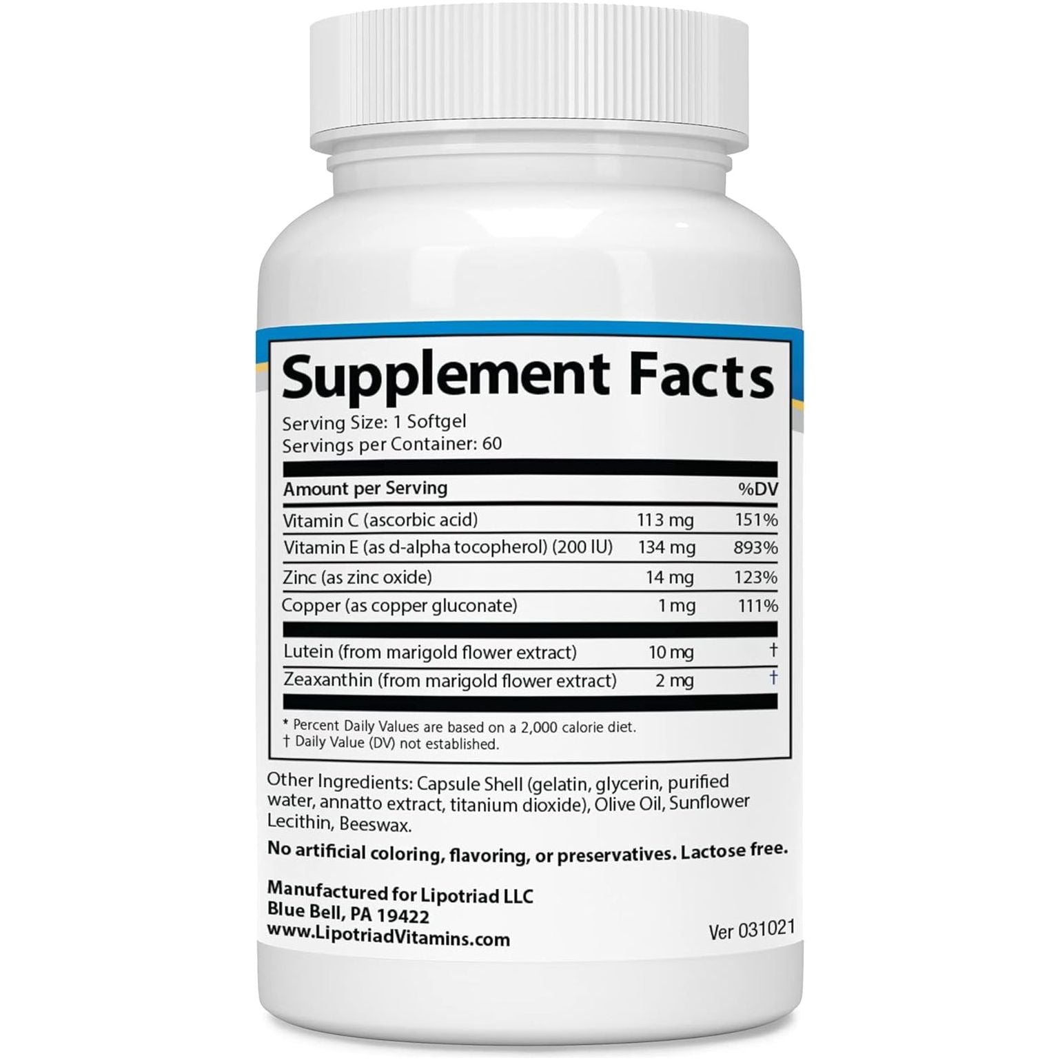 Visionary Eye Vitamins for Macular Degeneration & Vision Support 60 Capsules